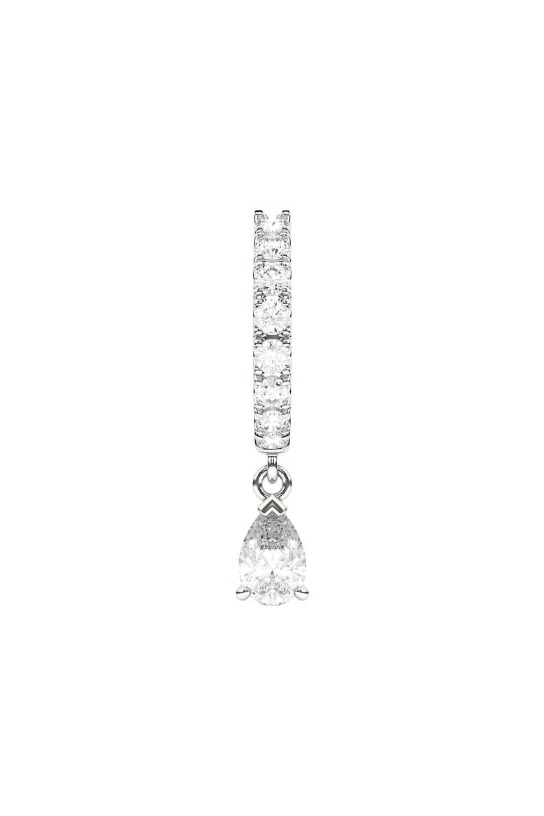Lab Created Diamond Drop Huggie Hoop Earrings, Main, color, 18K WHITE GOLD