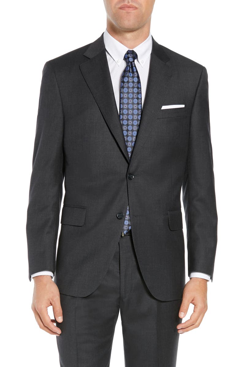 Peter Millar Charcoal Grey Wool Suit, Alternate, color, Charcoal
