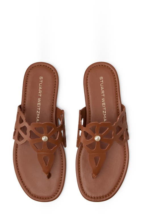 Stuart Weitzman Jasmine Leather Cutout Thong Sandals