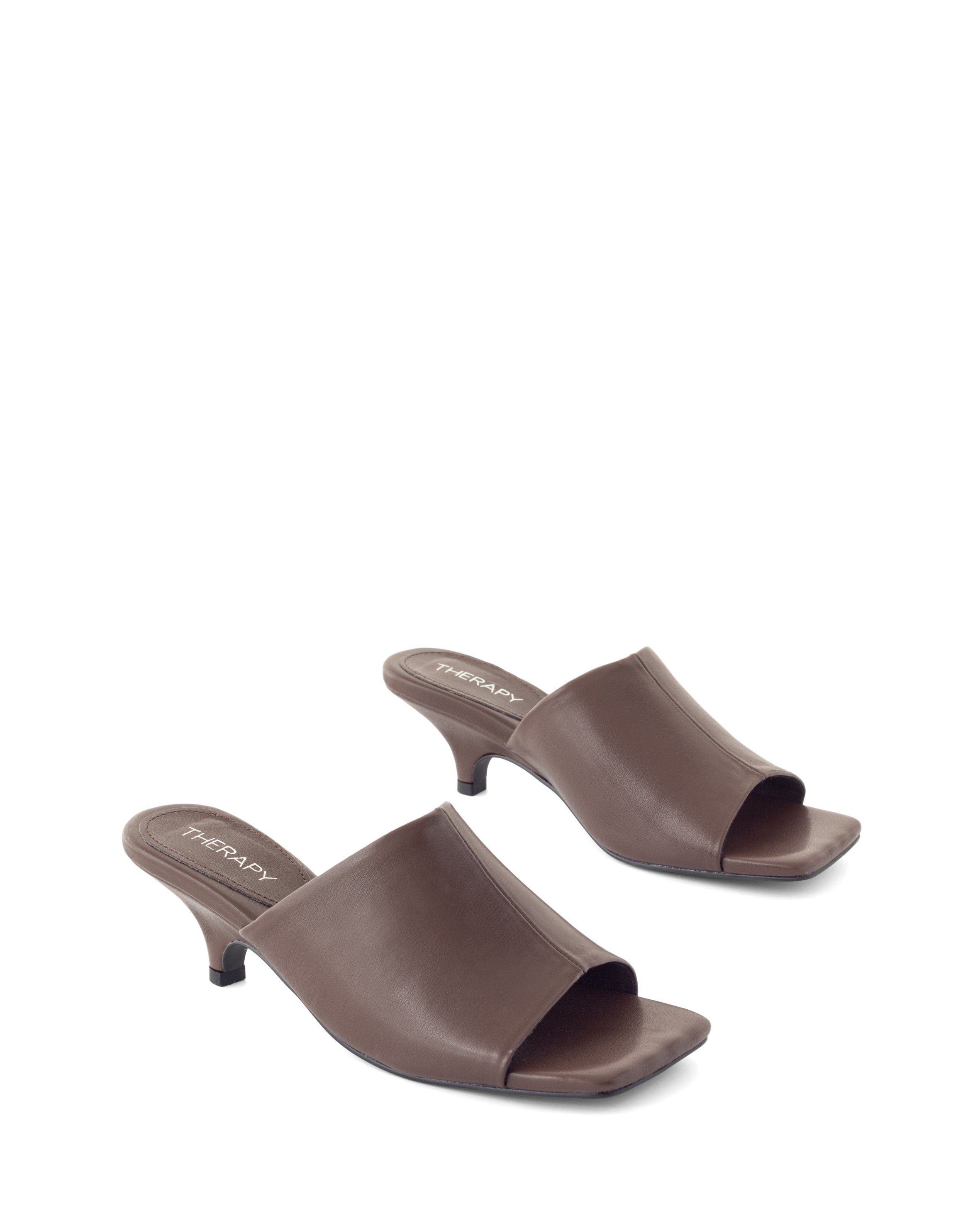 Nassau Square Toe Low Kitten Heel, Alternate, color, Chocolate Pu