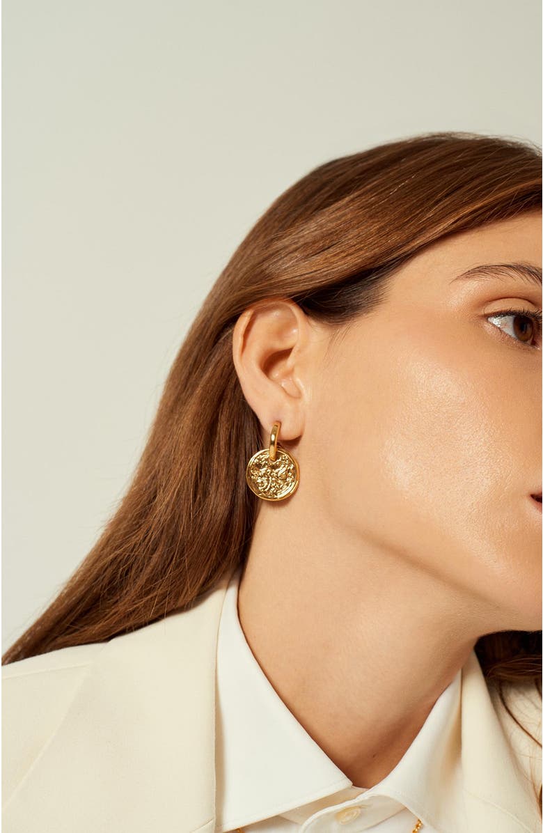 CXC Acropolis Coin Hoop Earrings, Alternate, color, 