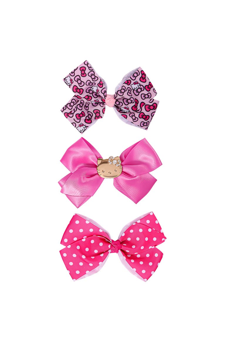 Hair Clips Bow Set 3-Piece Set Official License,  Pink Bows, Main, color, Pink