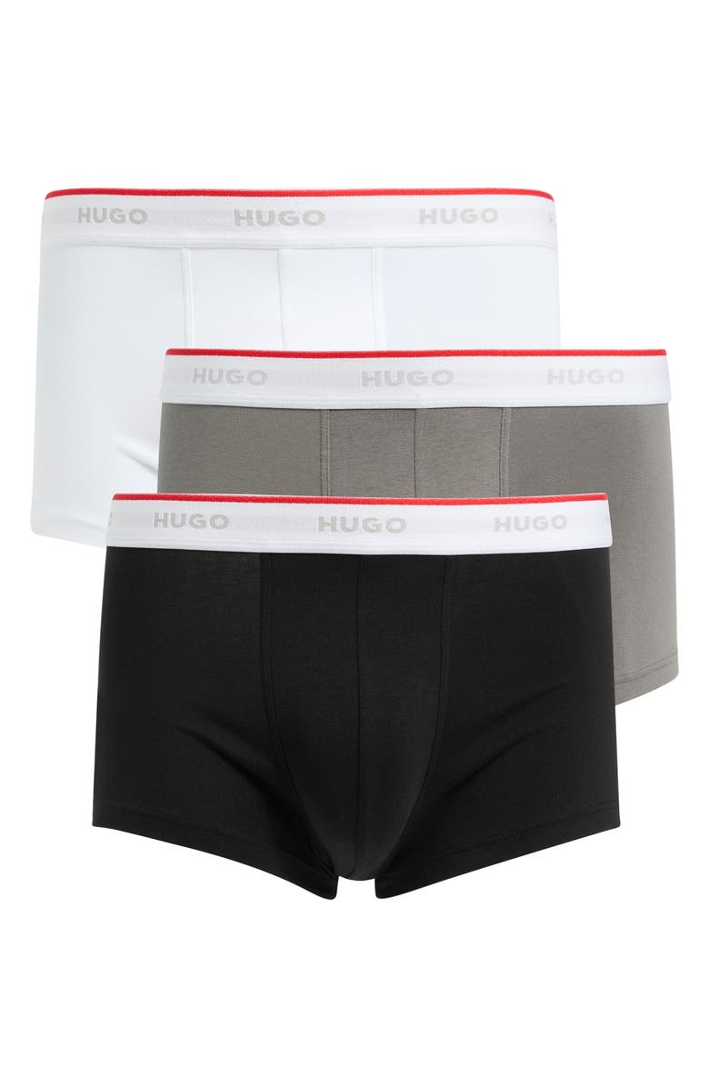 BOSS Triplet Stretch Cotton Trunks, Main, color, Black/Grey/White