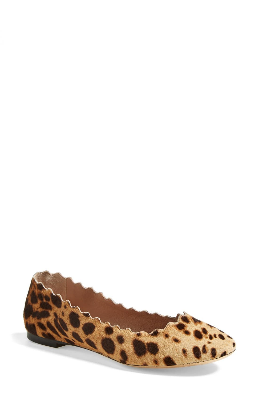 'Lauren' Scalloped Ballet Flat, Main, color, GOLDEN BROWN