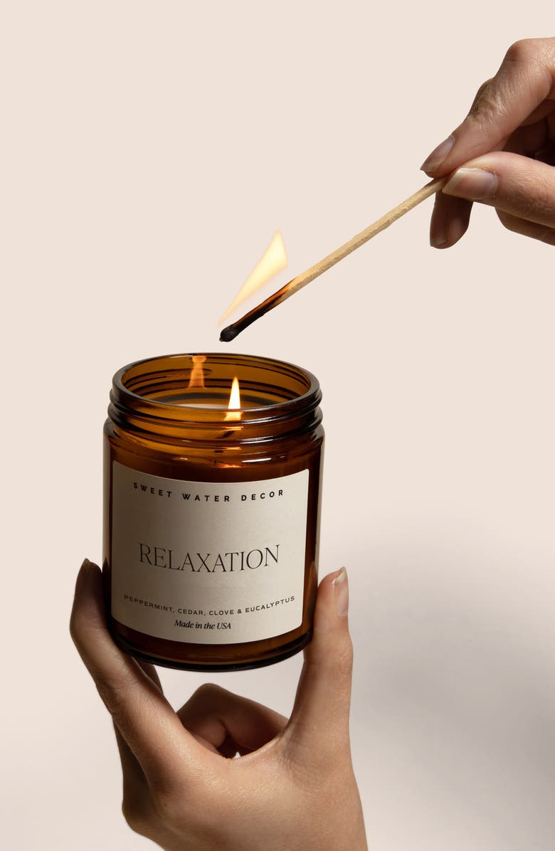 SWEET WATER DECOR Relaxation Amber Jar 9 oz. Soy Candle - Set of 2, Alternate, color, Amber Black