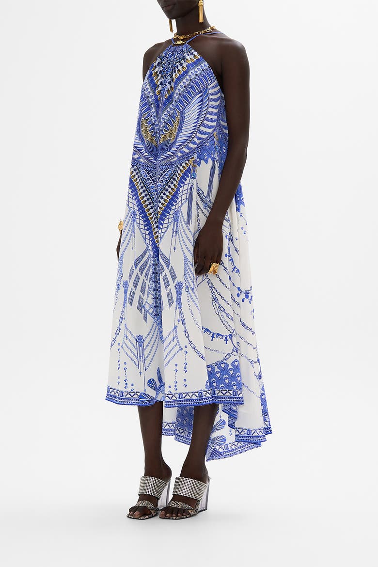 GATHER NECK HARDWARE MAXI DRESS DANCING WITH DAYLIGHT, Alternate, color, DANCING WITH DAYLIGHT