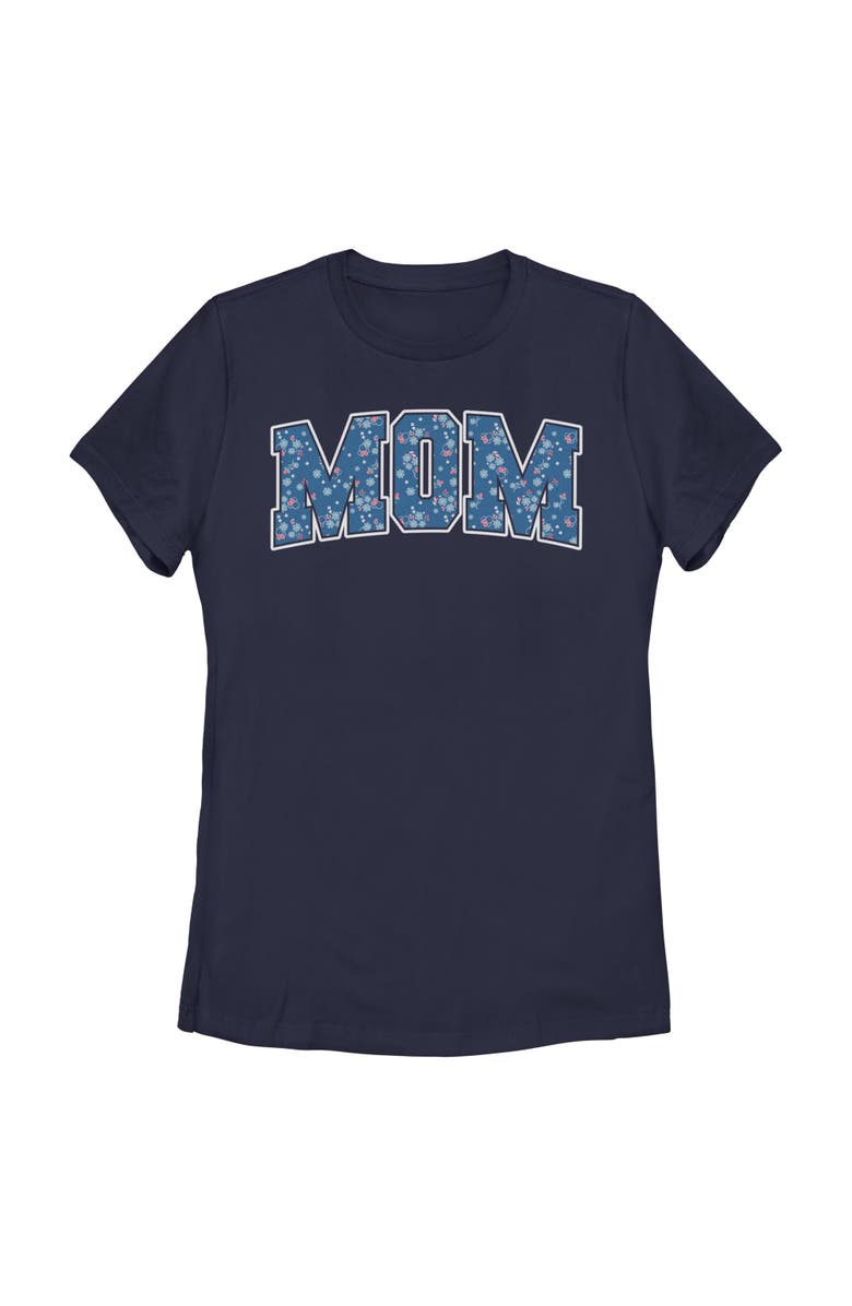 Minnie Mouse Women's Minnie Mouse Mom Collegiate Flower Pattern  Graphic T-Shirt, Main, color, Navy Blue