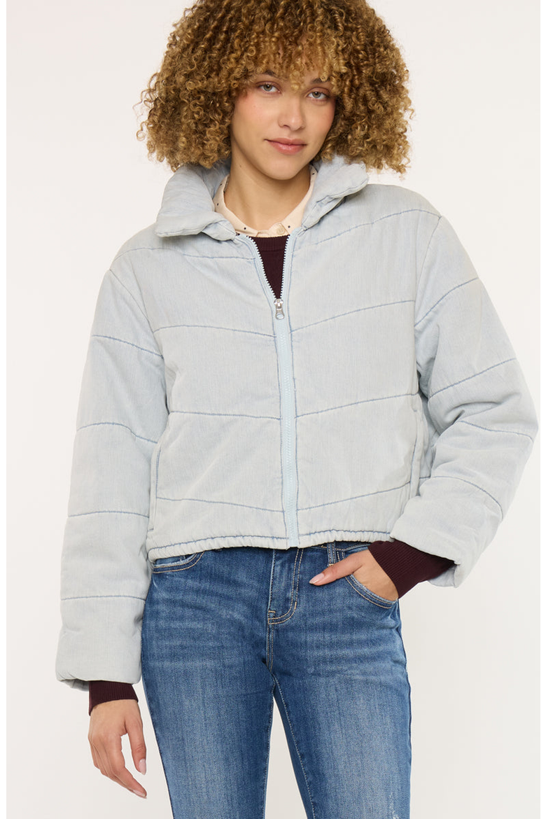 Luciana Denim Puffer Jacket, Main, color, Light Wash