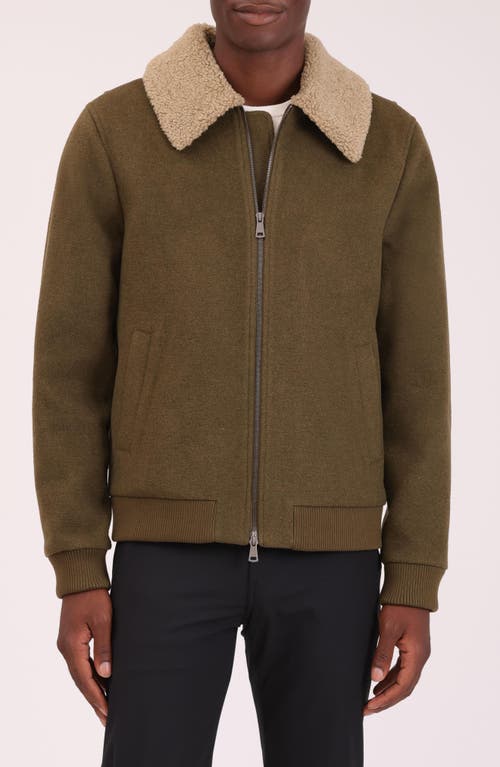 Bagatelle Felted Wool Blend Aviator Jacket In Green