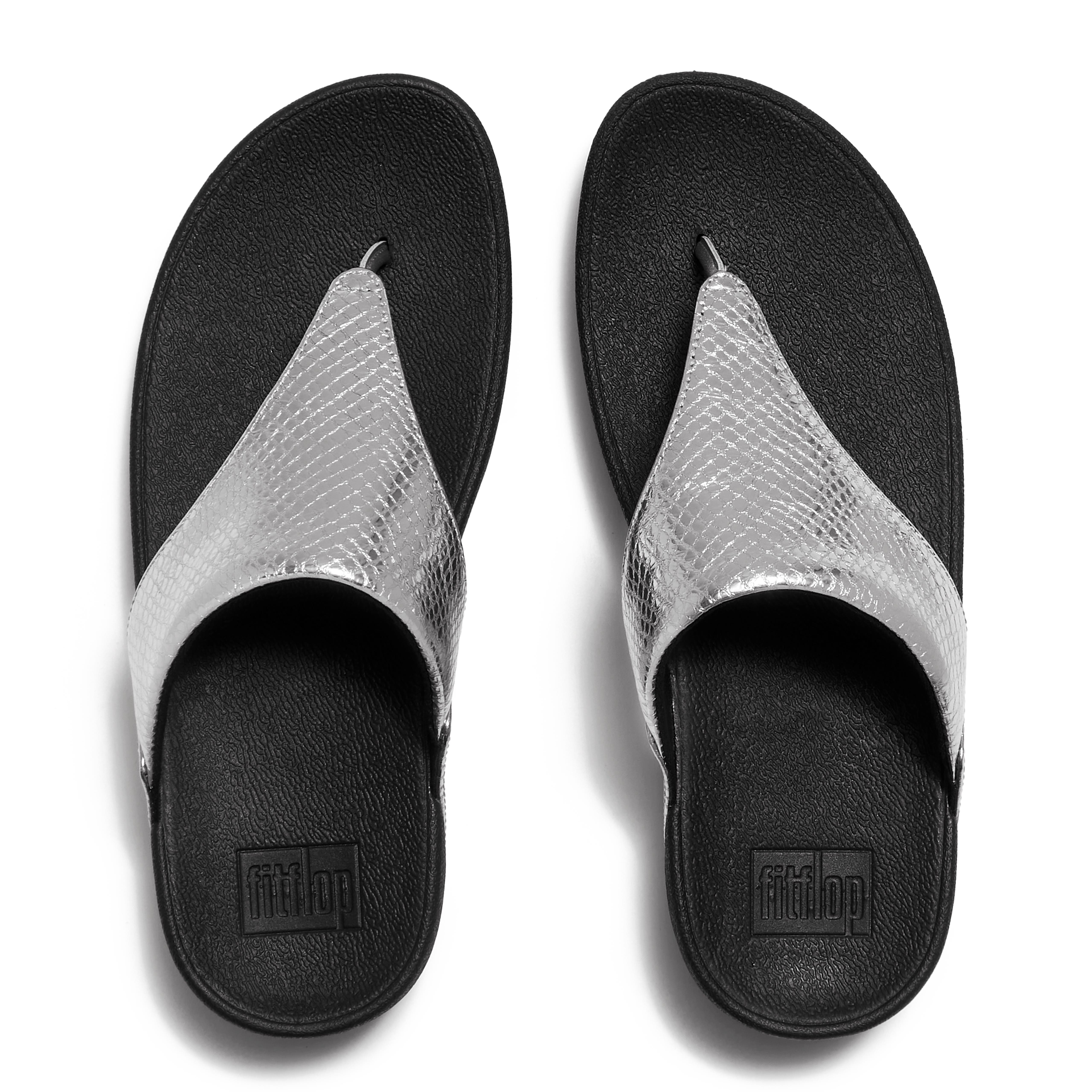 Lulu Metallic Snake Toe-Post Sandals, Alternate, color, Silver