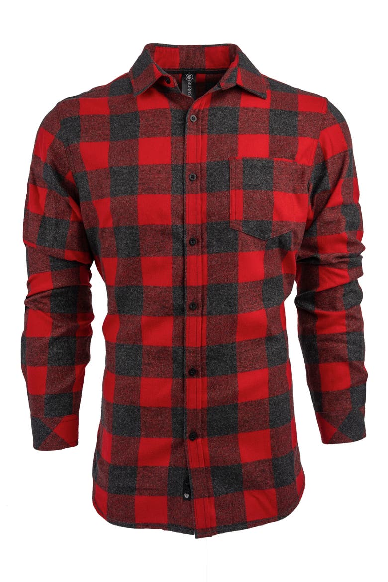 Plaid Flannel Long Sleeve Button-Up Shirt, Main, color, RED/ HEATHER BLACK
