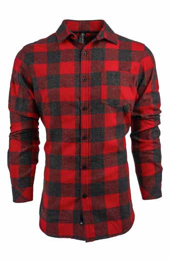 BURNSIDE Plaid Flannel Long Sleeve Button-Up Shirt
