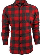 BURNSIDE Plaid Flannel Long Sleeve Button-Up Shirt