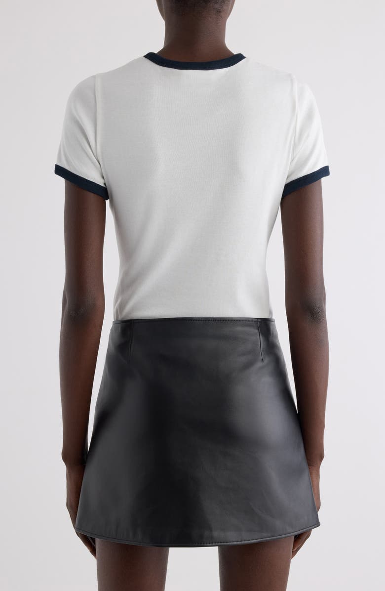 Courrèges Contrast Trim Logo T-Shirt, Alternate, color, Blanc Heritage/Navy
