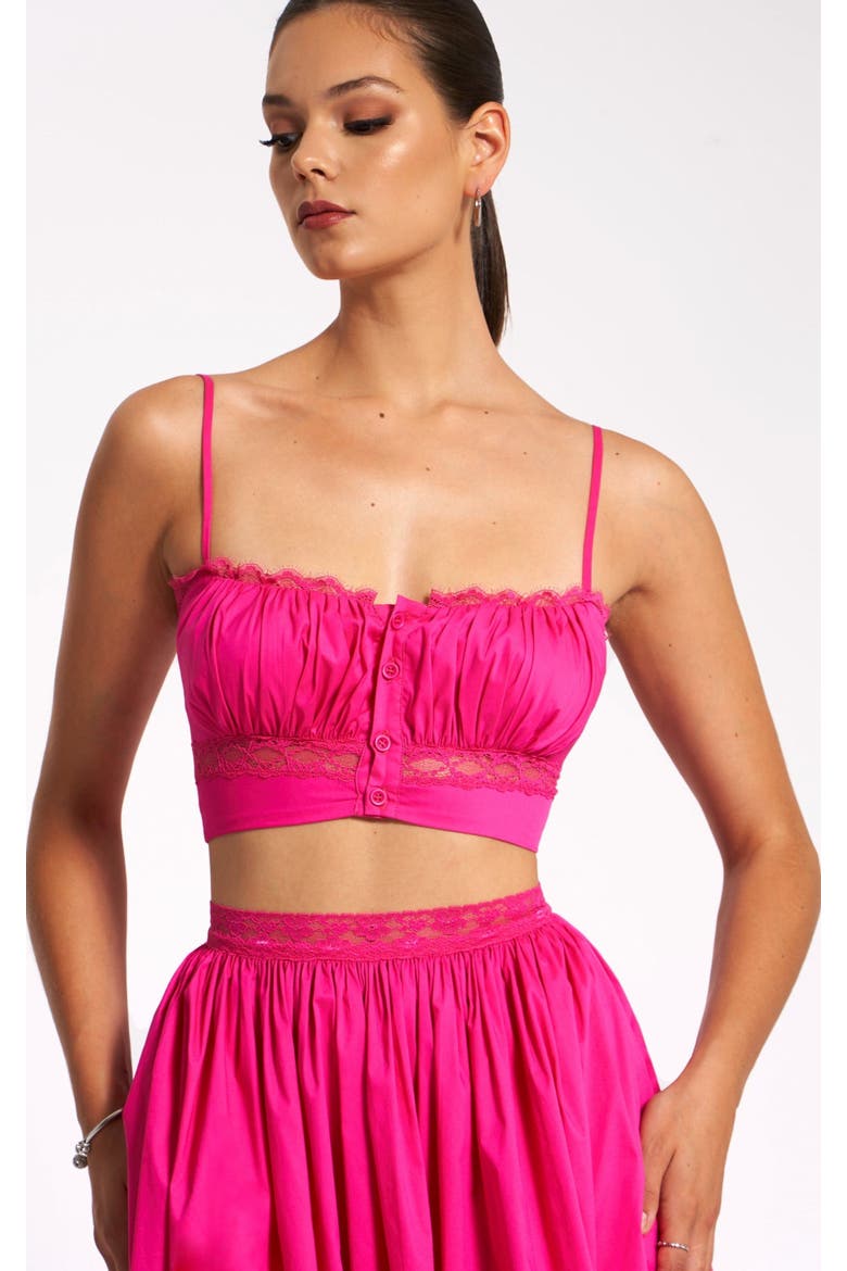 Maya Cotton Poplin Top With Lace Trim, Main, color, Fuchsia