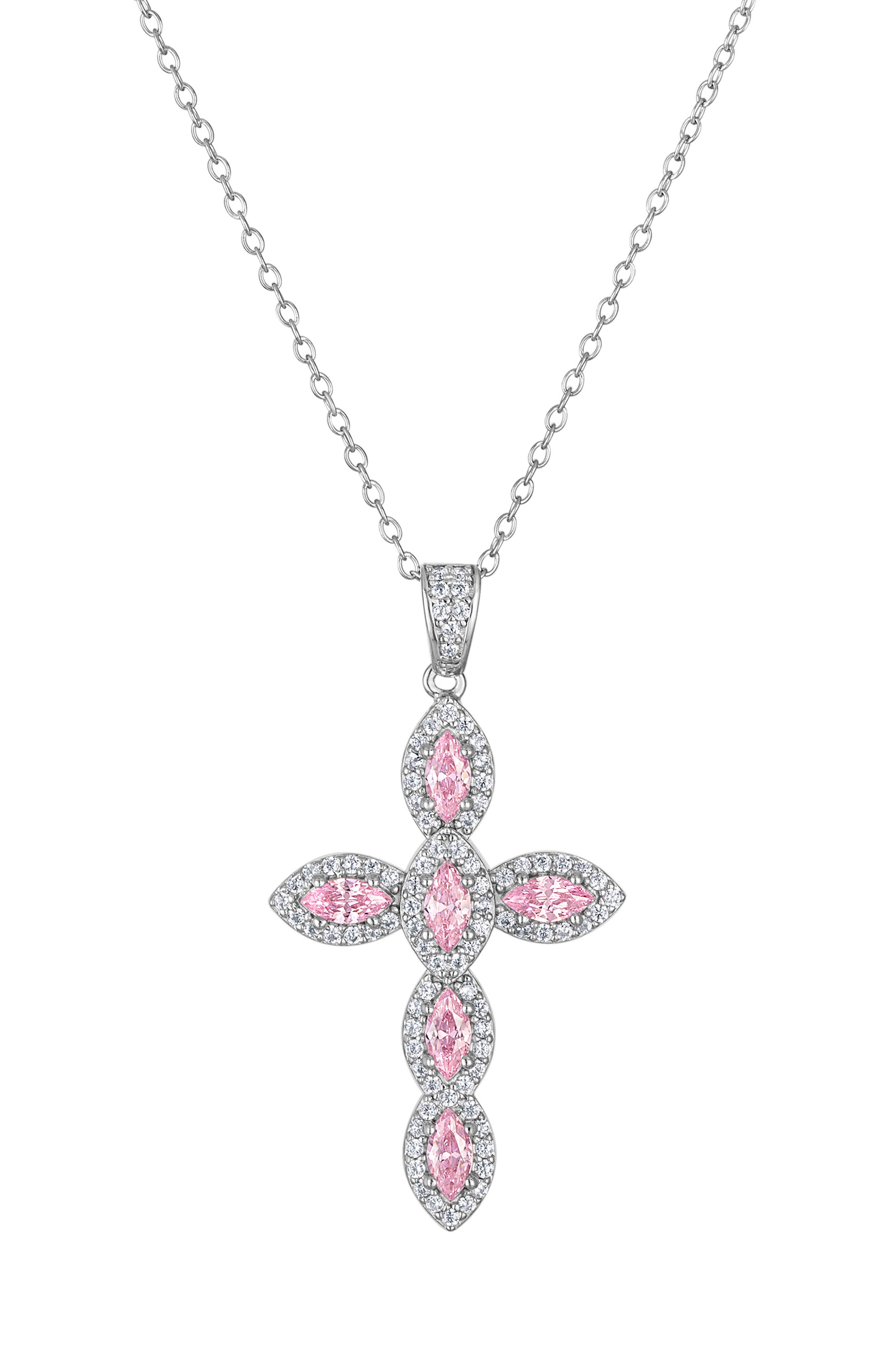 FZN Sterling Silver & Cubic Zirconia Cross Pendant Necklace