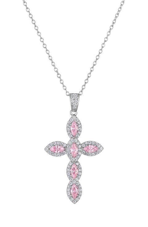 Sterling Silver & Cubic Zirconia Cross Pendant Necklace