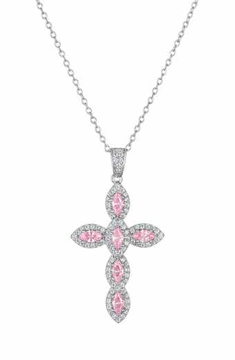 Sterling Silver & Cubic Zirconia Cross Pendant Necklace