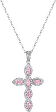 FZN Sterling Silver & Cubic Zirconia Cross Pendant Necklace