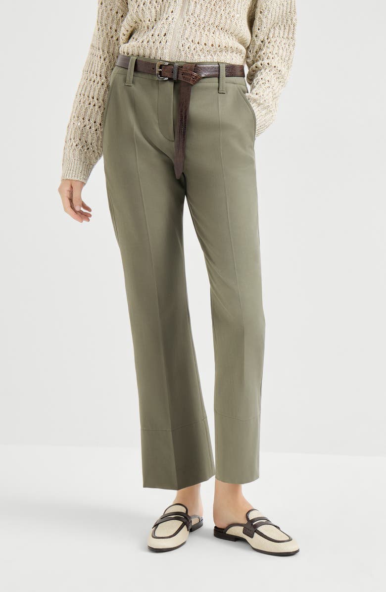 Brunello Cucinelli Kickflare Cigarette trousers, Alternate, color, Olive