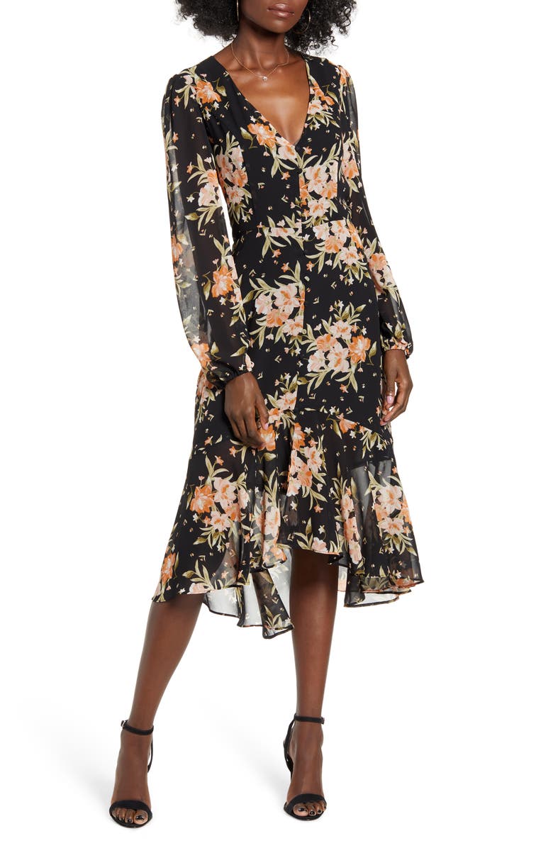 Leith Button Front Midi Dress, Main, color, 