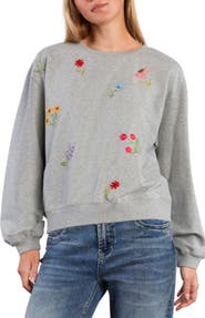 Billy T Flower Burst Embroidered Cotton Graphic Sweatshirt