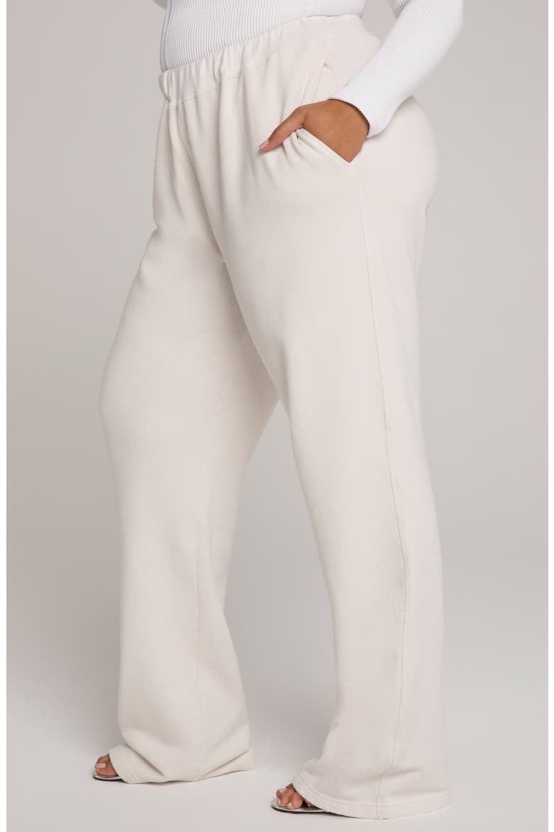 Terry Fleece Wide Leg Sweatpants, Alternate, color, BONE001