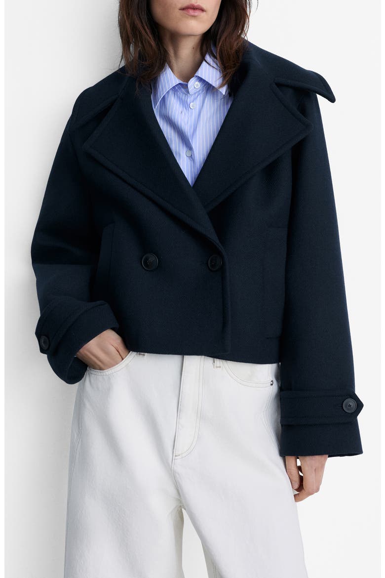 Wool Blend Crop Jacket, Main, color, DARK NAVY