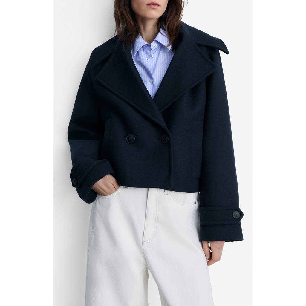 Mango Wool-blend Jacket With Maxi Lapels Dark Navy In Blue