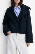 MANGO Wool Blend Crop Jacket