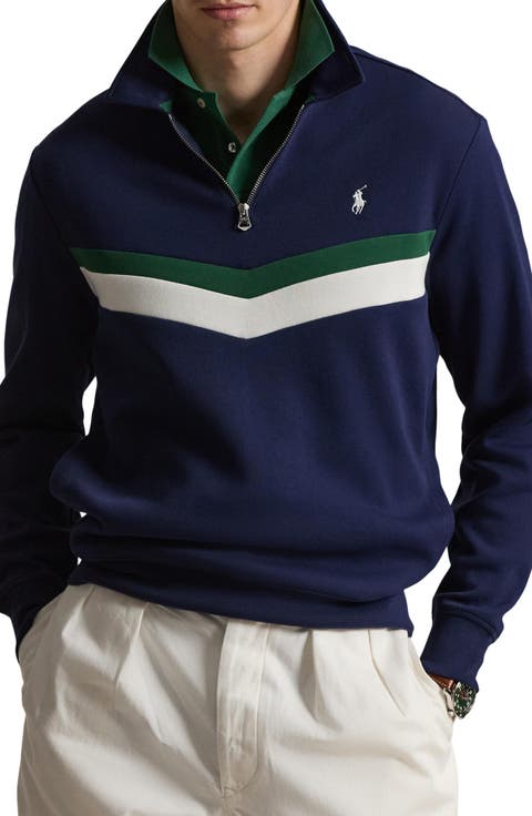 Double Knit Chevron Quarter-Zip Pullover