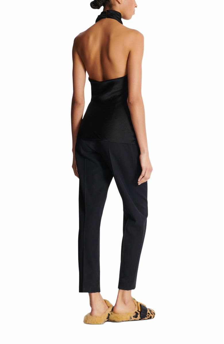 Balmain Backless Crepe Satin Top, Alternate, color, Black