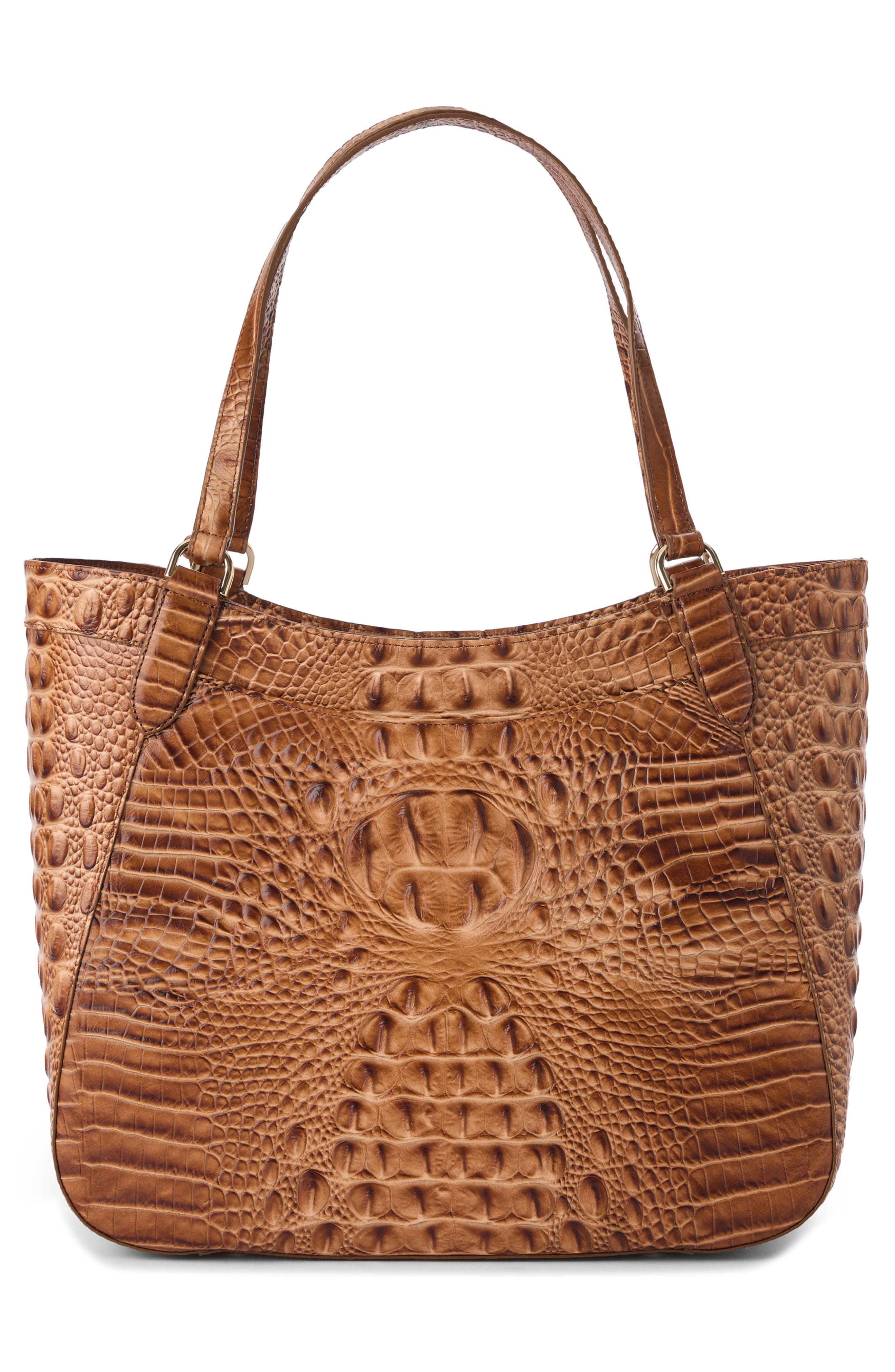 Aliza Croc Embossed Leather Tote, Alternate, color, CINNAMON