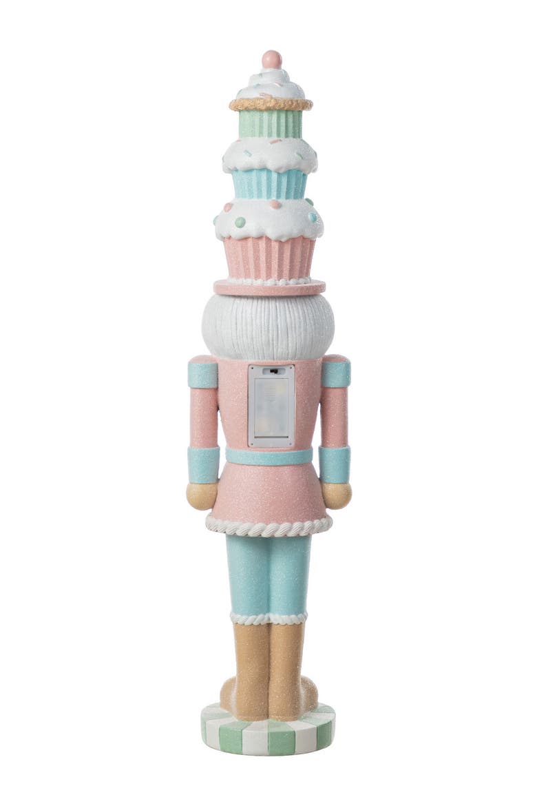 28"H Lighted Macaron Resin Cupcake Nutcracker Porch Decor, Alternate, color, Pink