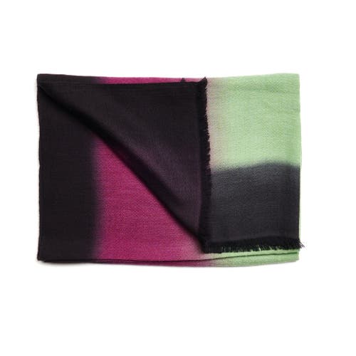 Studio Variously Iris Cashmere Merino Handwoven Scarf In Iris Courtyard Green Purple