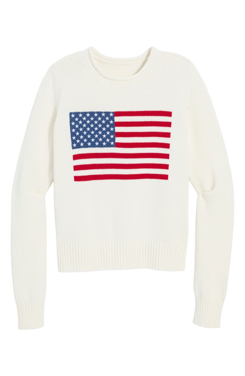 vineyard vines Katie Cotton Americana Rollneck Sweater, Alternate, color, White Cap