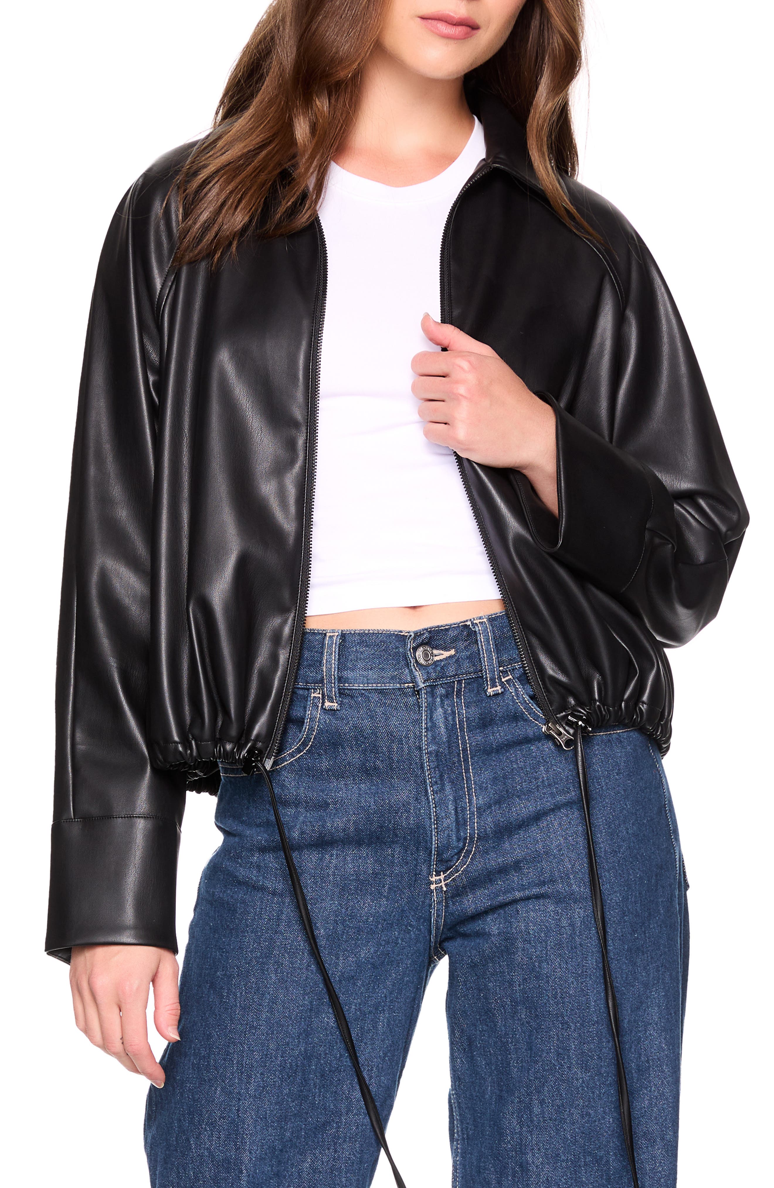 Susana Monaco Faux Leather Full Zip Jacket