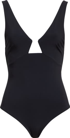 タンキニ Zimmermann Rihannon' One-Piece Swimsuit Zimmermann Rhiannon Velvet Scoop One Piece Swimsuit in Black