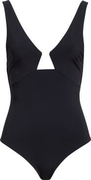 タンキニ Zimmermann Rihannon' One-Piece Swimsuit Zimmermann Rhiannon Velvet Scoop One Piece Swimsuit in Black