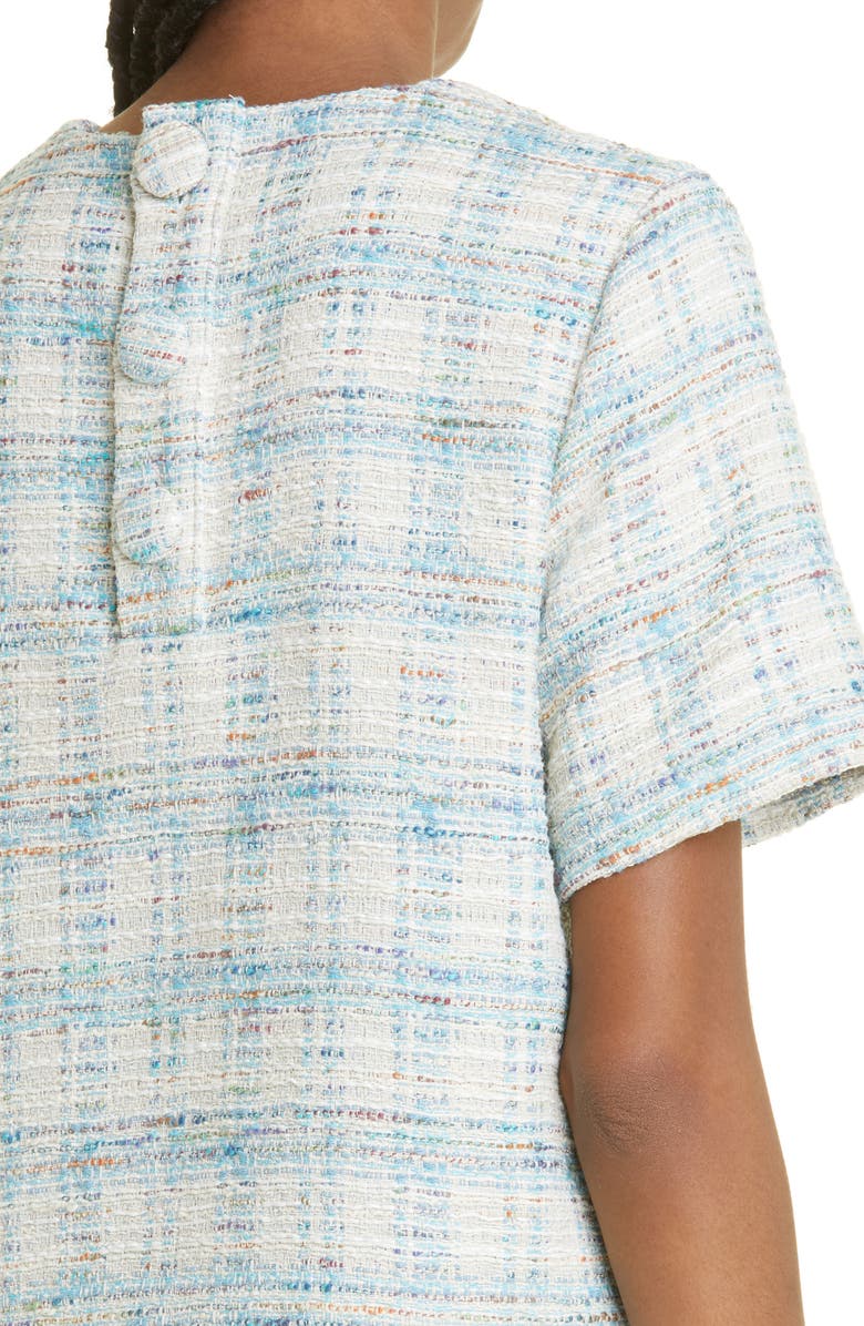 Lisa Marie Fernandez Cotton Blend Tweed Boxy Top, Alternate, color, Blue Tweed