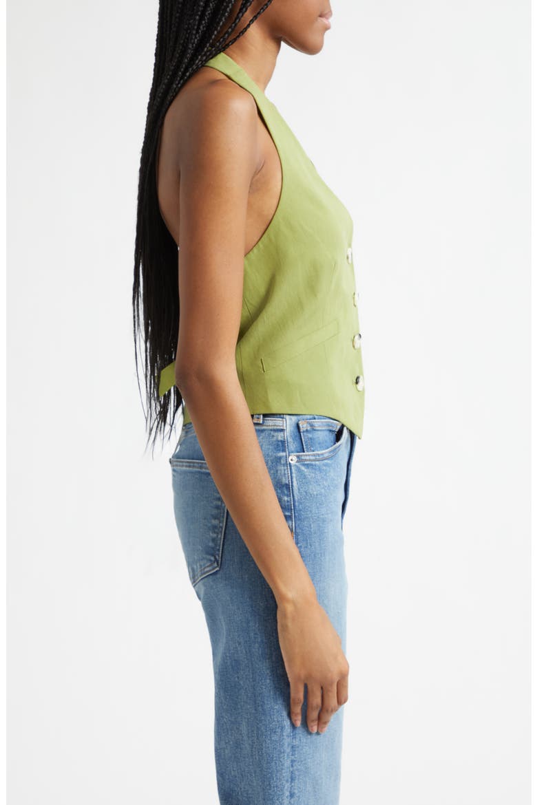 Arabella Linen Blend Halter Vest, Alternate, color, CACTUS