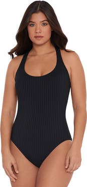 S3 Ribbed Scoopneck Crossback One Piece Swimsuit