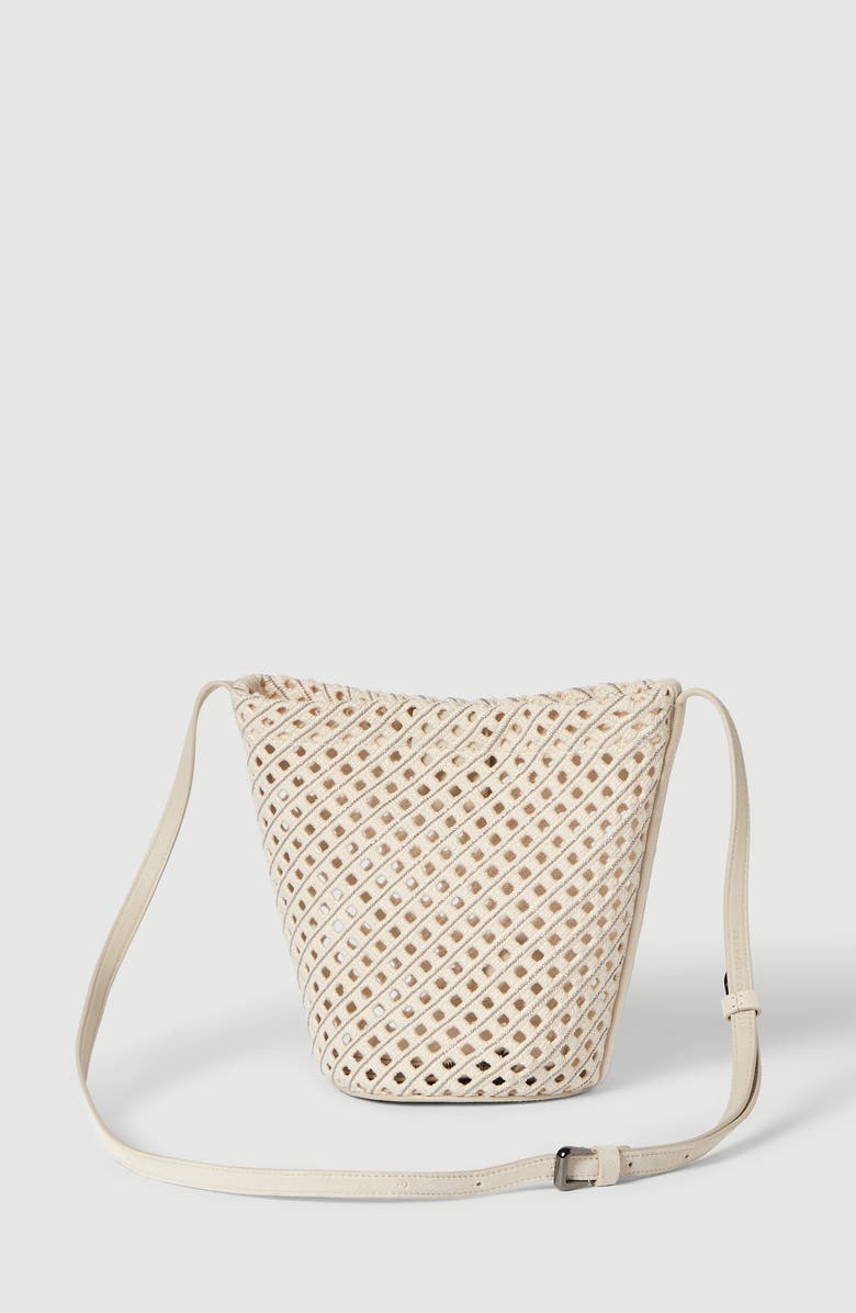 Brunello Cucinelli Net sartorial small bucket bag, Alternate, color, Ivory