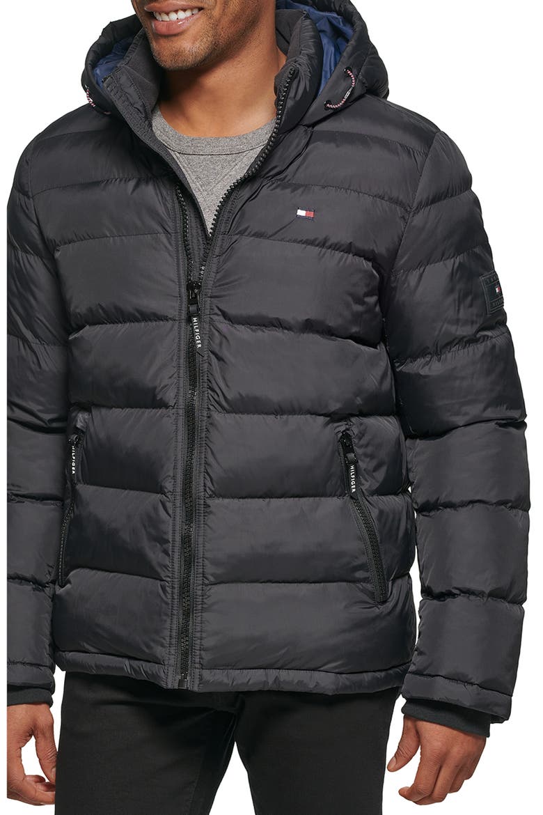 Classic Nylon Puffer Jacket, Alternate, color, BLACK