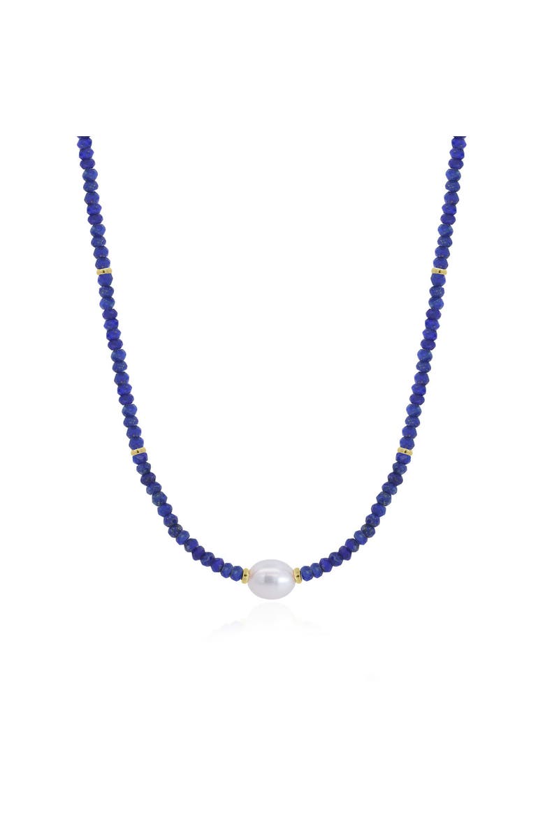 Lapis Bead Pearl Necklace, Main, color, Lapis