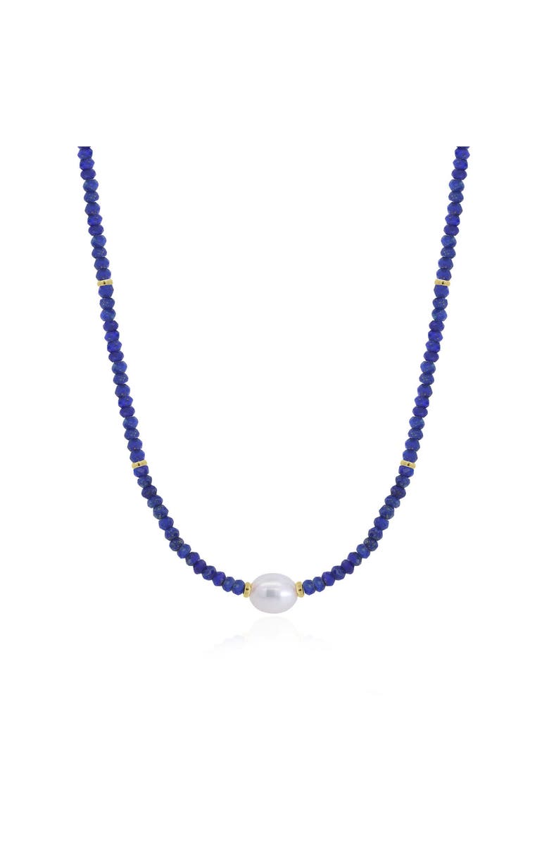 The Lovery Fine Jewelry Lapis Bead Pearl Necklace, Main, color, Lapis