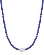 The Lovery Fine Jewelry Lapis Bead Pearl Necklace