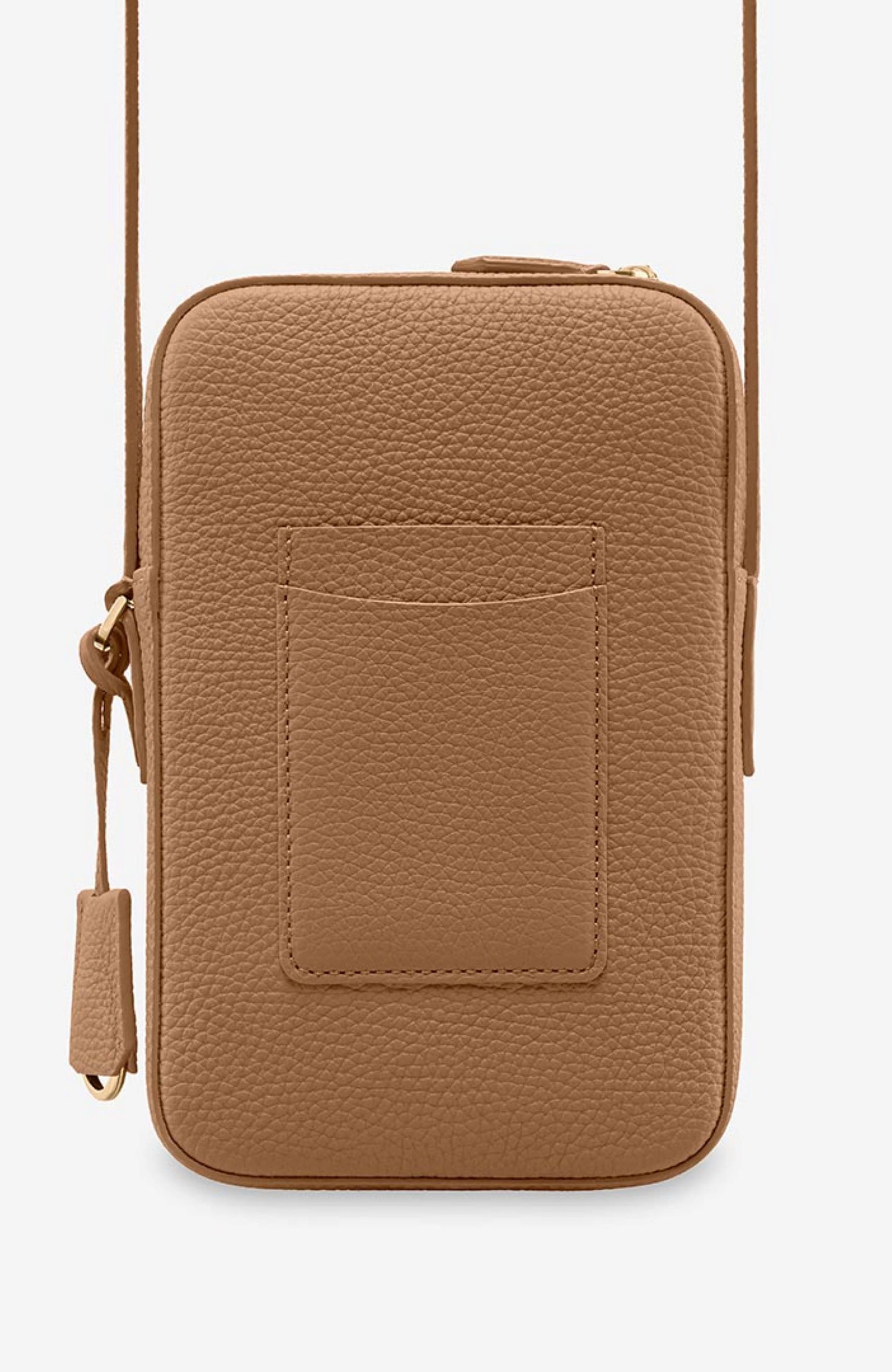 Leather Zip Phone Pouch, Alternate, color, Sandstone Brown
