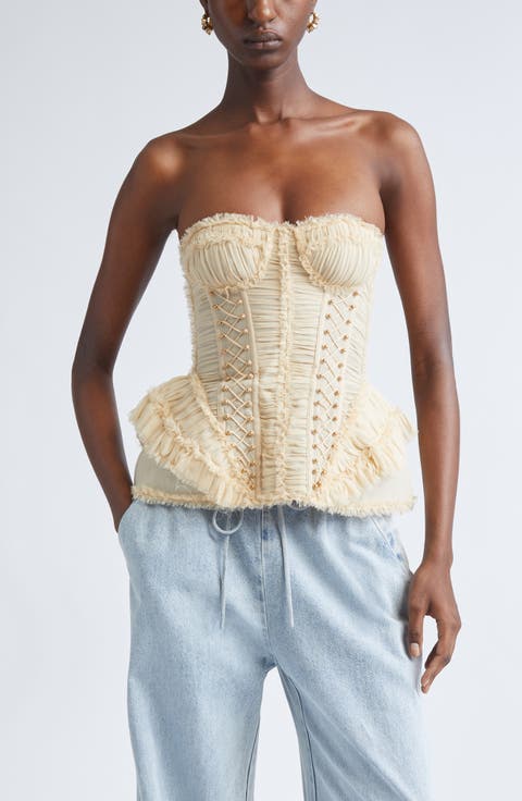 Rebellion Frayed Silk Corset Top (Regular & Petite)