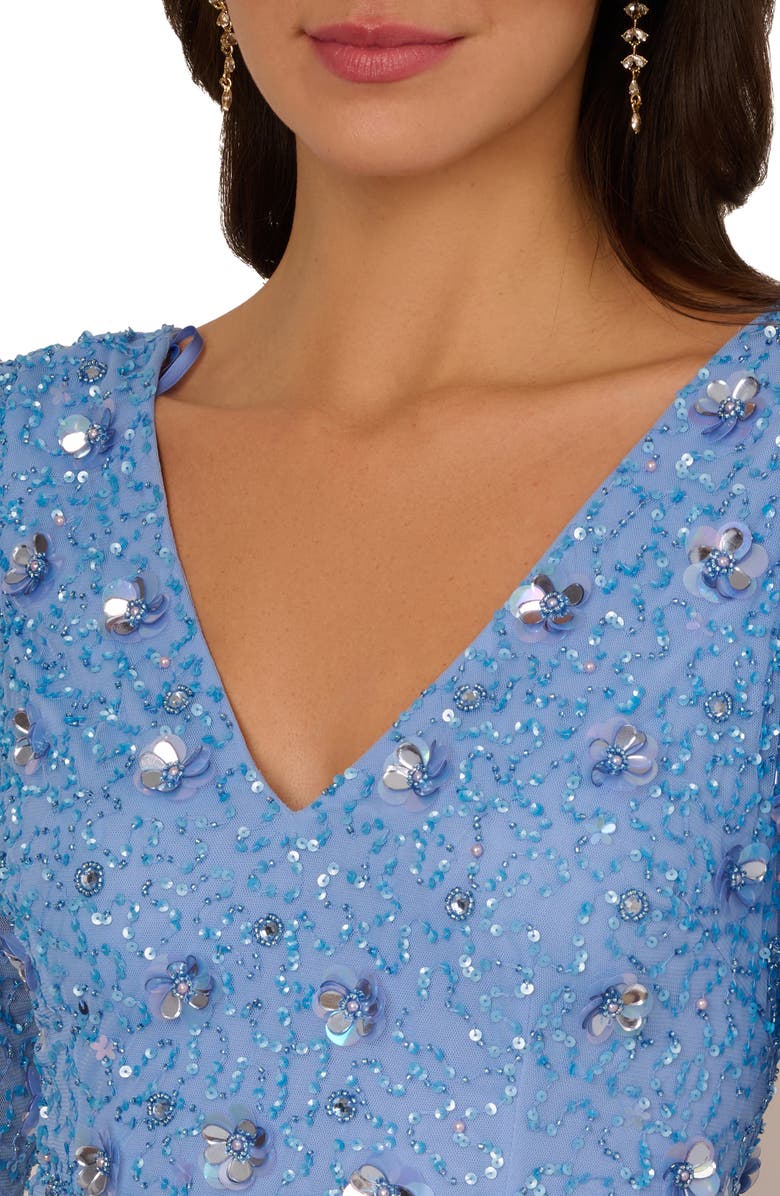 Adrianna Papell Beaded Petal Sleeve Evening Gown, Alternate, color,